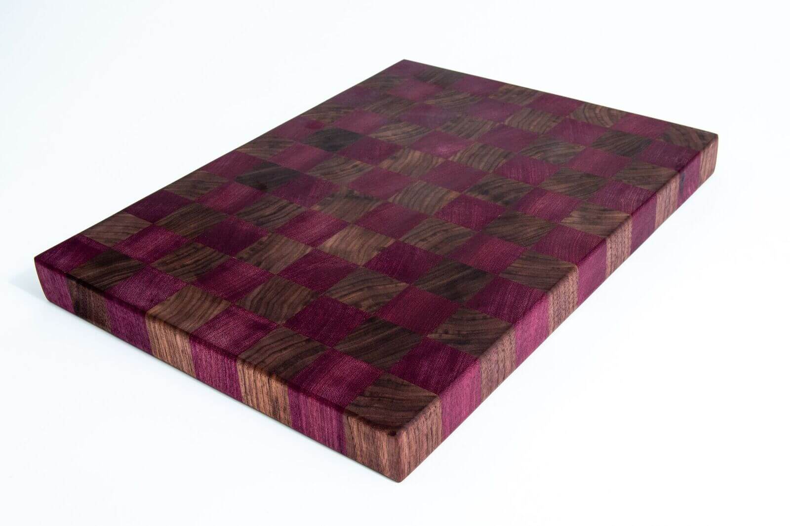 Checkered Walnut and Purple Heart End Grain Cutting Board